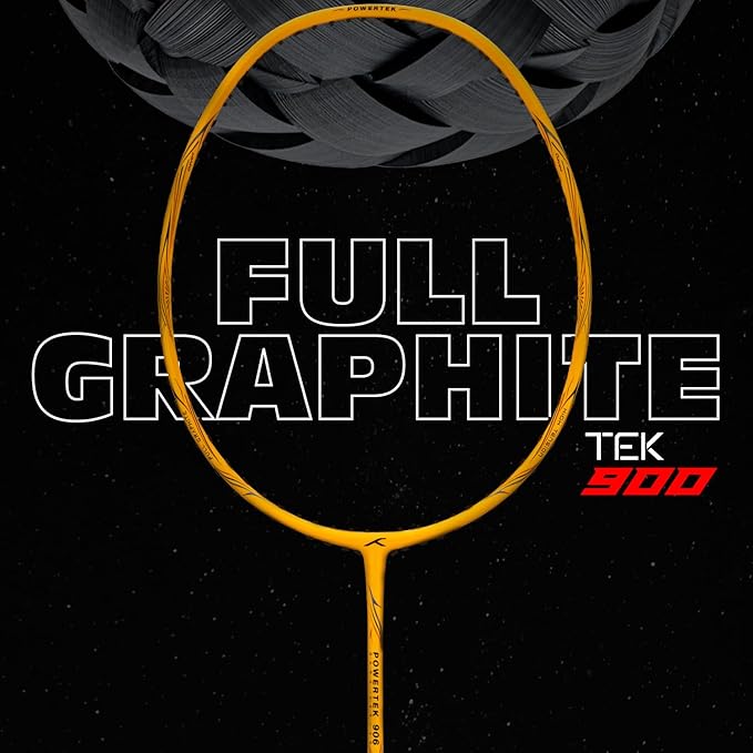 Hundred POWERTEK 900 Badminton Racquet with Cover (Grip Size: 3 1/4 inches) | Strung | Material: Full Graphite | for Intermediate Player | 84 Grams | Maximum String Tension: 26lbs