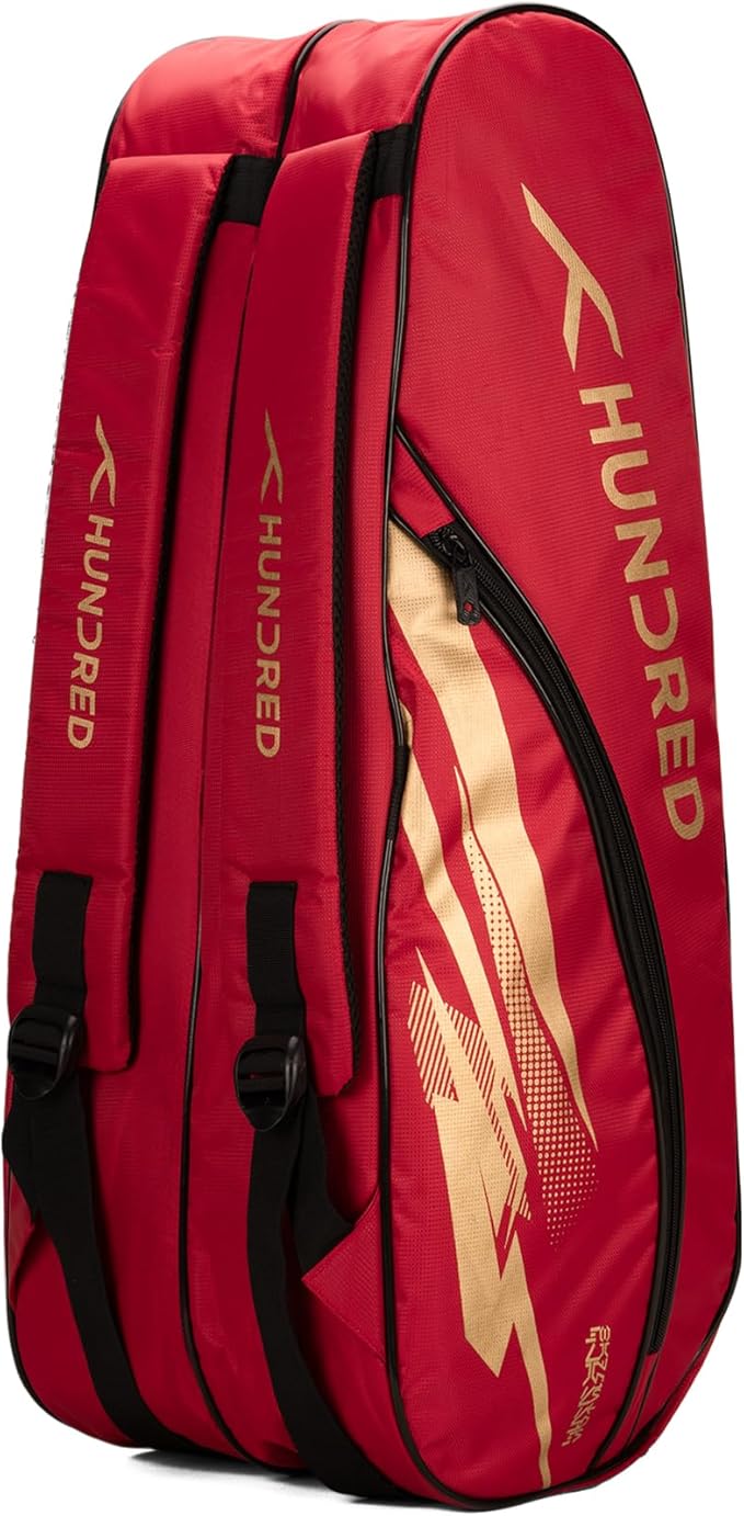 HUNDRED Cosmogear Badminton Kit-Bag | Double Zipper | Bag with Front Zipper Pocket | Material: Polyester| Padded Back Straps | Easy-Carry Handle | For Unisex Adult