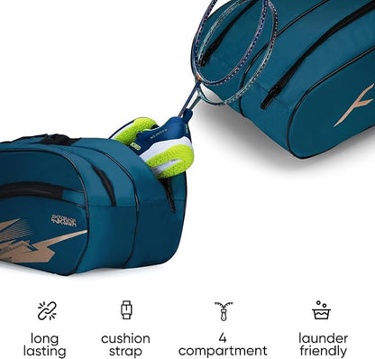 HUNDRED Cosmogear Badminton Kit-Bag | Double Zipper | Bag with Front Zipper Pocket | Material: Polyester| Padded Back Straps | Easy-Carry Handle | For Unisex Adult