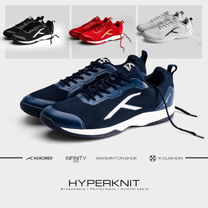 Hundred Infinity Pro Men Badminton Sport Shoes (Non Marking) | for Indoor Table-Tennis,Volleybal, Basketball & Paddle Pickle| Lightweight, Durable & X-Cushion