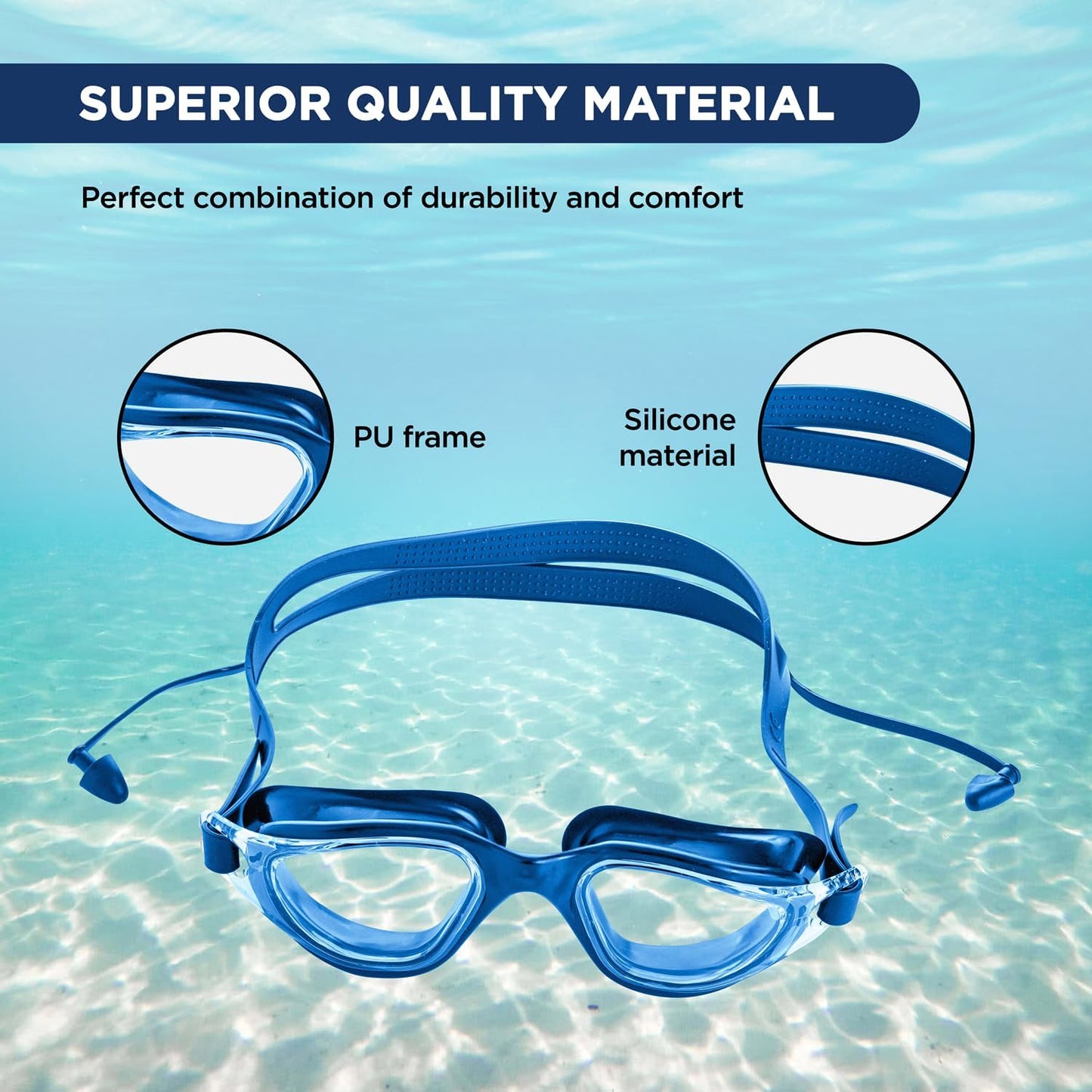 Endless EL1002 Stylish Swimming Goggle with Anti-Fog and UV Protection | Material: Silicon, Plastic | With Adjustable Strap and Ear Buds | Soft Silicon Gasket for Leak Proof | With Hard Case