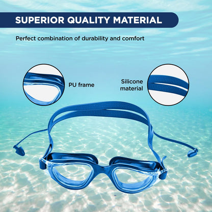 Endless EL1002 Stylish Swimming Goggle with Anti-Fog and UV Protection | Material: Silicon, Plastic | With Adjustable Strap and Ear Buds | Soft Silicon Gasket for Leak Proof | With Hard Case