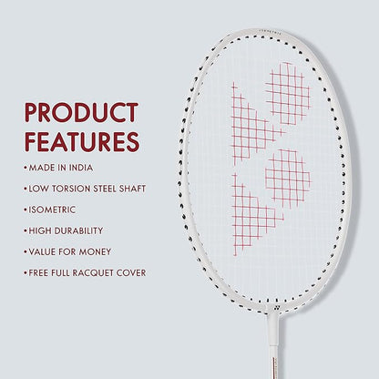 YONEX GR 303i Aluminium Strung Badminton Racket with Full Racket Cover (White) | for Beginners | 83 Grams | High Durability