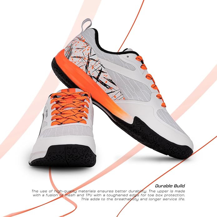 HUNDRED Beast Max Men Badminton Sport Shoes (Non Marking) | for Indoor Squash, Table-Tennis, Volleyball, Basketball & Paddle Pickle | Lightweight & Durable