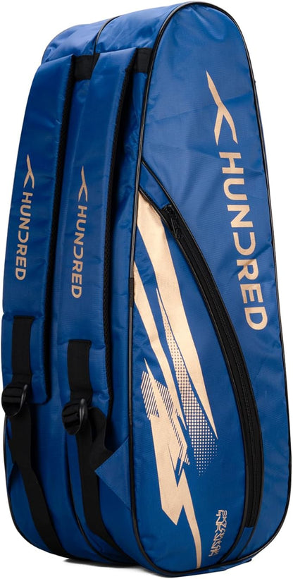 HUNDRED Cosmogear Badminton Kit-Bag | Double Zipper | Bag with Front Zipper Pocket | Material: Polyester| Padded Back Straps | Easy-Carry Handle | For Unisex Adult