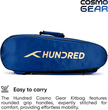 HUNDRED Cosmogear Badminton Kit-Bag | Double Zipper | Bag with Front Zipper Pocket | Material: Polyester| Padded Back Straps | Easy-Carry Handle | For Unisex Adult