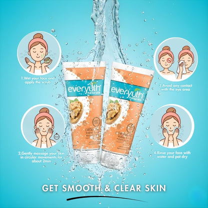 Walnut Face Scrub for Deep Exfoliation, Natural Walnut Granules for Smooth & Clear Skin, Gentle Daily Facial Scrub, 150g (Pack of 2)