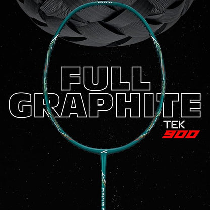 Hundred POWERTEK 900 Badminton Racquet with Cover (Grip Size: 3 1/4 inches) | Strung | Material: Full Graphite | for Intermediate Player | 84 Grams | Maximum String Tension: 26lbs