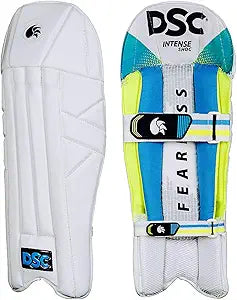 DSC Intense Shoc Cricket Wicket Keeping Legguard | Color: White | Material: PVC | for Men & Boys | Mesh Instep | Highly Comfortable | Perfect Fitted | Low Density Foam in The Bolsters