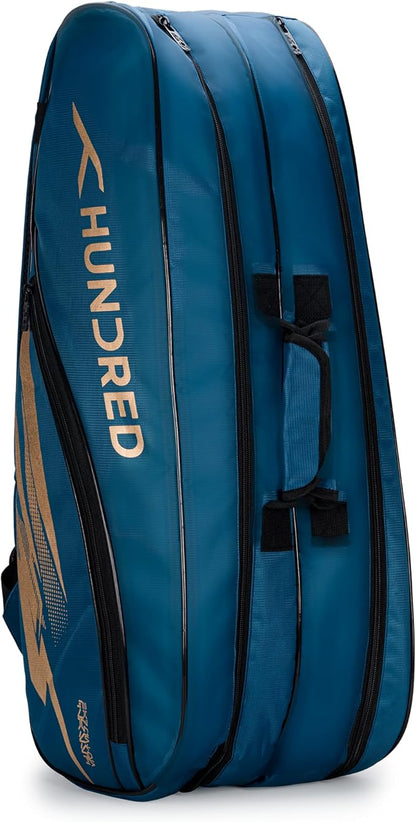 HUNDRED Cosmogear Badminton Kit-Bag | Double Zipper | Bag with Front Zipper Pocket | Material: Polyester| Padded Back Straps | Easy-Carry Handle | For Unisex Adult