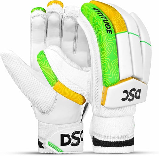 DSC Intense Attitude Cricket Batting Gloves | Color: Multicolor | Size: Youth RH | Material: PU Leather | for Right Hands Batman | Lightweight | Reinforced Protection in Two Lead Fingers