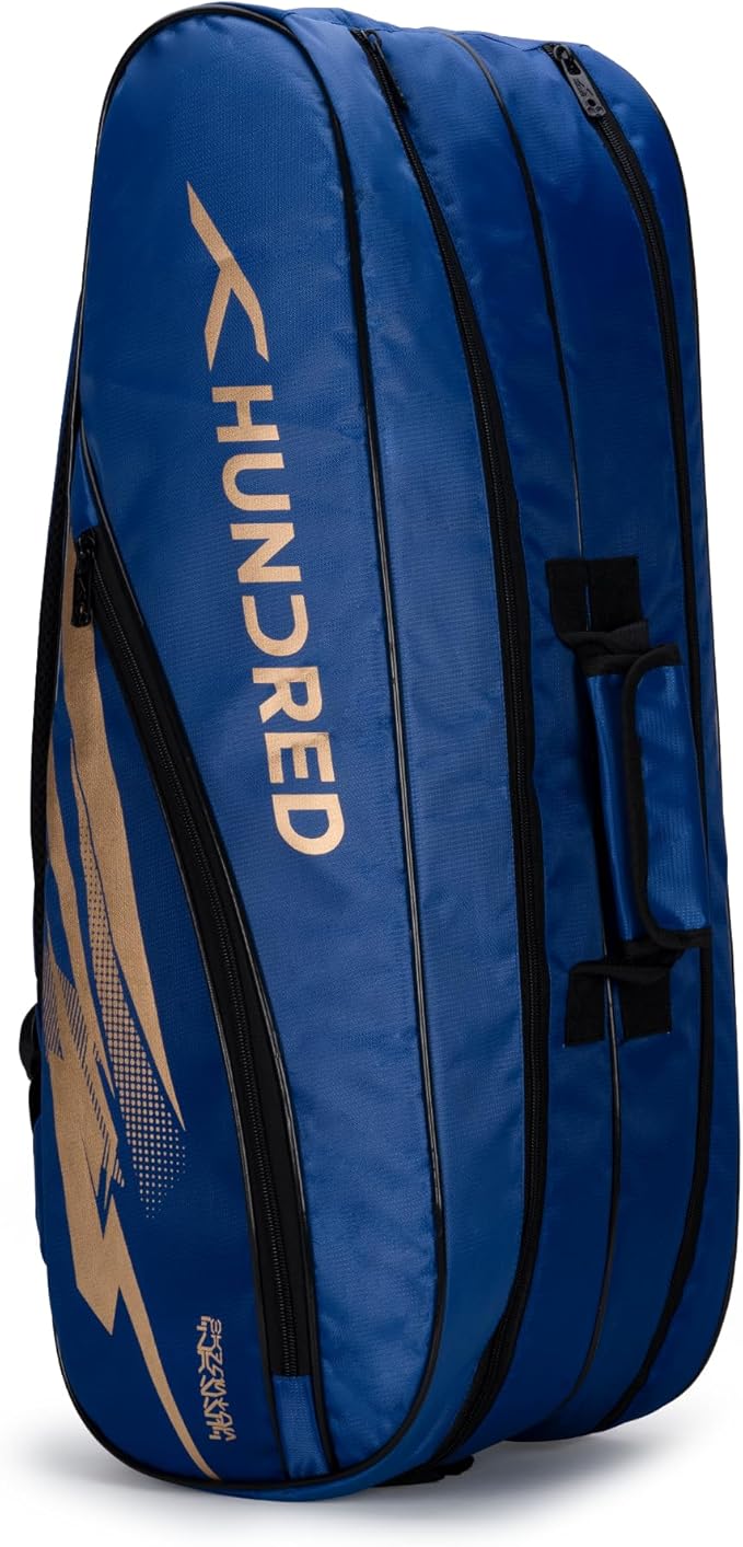 HUNDRED Cosmogear Badminton Kit-Bag | Double Zipper | Bag with Front Zipper Pocket | Material: Polyester| Padded Back Straps | Easy-Carry Handle | For Unisex Adult