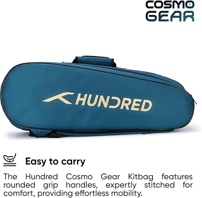 HUNDRED Cosmogear Badminton Kit-Bag | Double Zipper | Bag with Front Zipper Pocket | Material: Polyester| Padded Back Straps | Easy-Carry Handle | For Unisex Adult