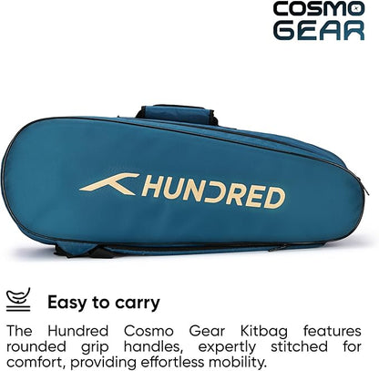 HUNDRED Cosmogear Badminton Kit-Bag | Double Zipper | Bag with Front Zipper Pocket | Material: Polyester| Padded Back Straps | Easy-Carry Handle | For Unisex Adult