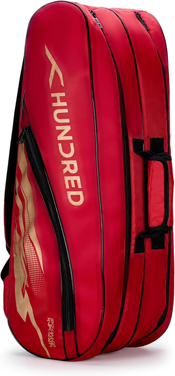 HUNDRED Cosmogear Badminton Kit-Bag | Double Zipper | Bag with Front Zipper Pocket | Material: Polyester| Padded Back Straps | Easy-Carry Handle | For Unisex Adult