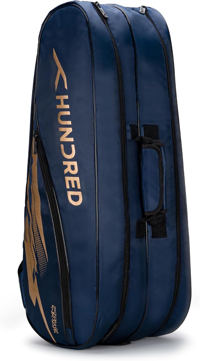 HUNDRED Cosmogear Badminton Kit-Bag | Double Zipper | Bag with Front Zipper Pocket | Material: Polyester| Padded Back Straps | Easy-Carry Handle | For Unisex Adult