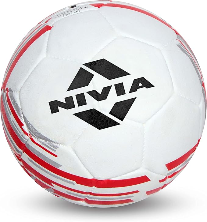 Nivia Country Colour Molded England Football | Color: White-Red | Size: 5 | Machine Stitched | Rubberized Moulded | 12 Panel | Waterproof | Soccer Ball