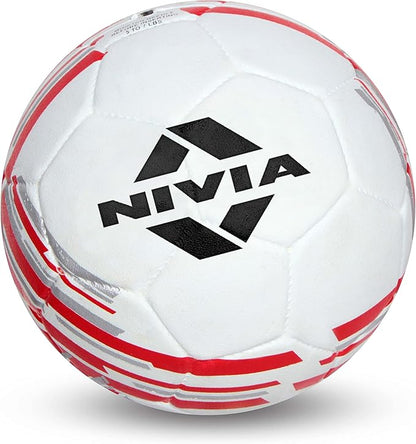 Nivia Country Colour Molded England Football | Color: White-Red | Size: 5 | Machine Stitched | Rubberized Moulded | 12 Panel | Waterproof | Soccer Ball