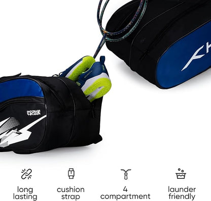 HUNDRED Cosmogear Badminton Kit-Bag | Double Zipper | Bag with Front Zipper Pocket | Material: Polyester| Padded Back Straps | Easy-Carry Handle | For Unisex Adult