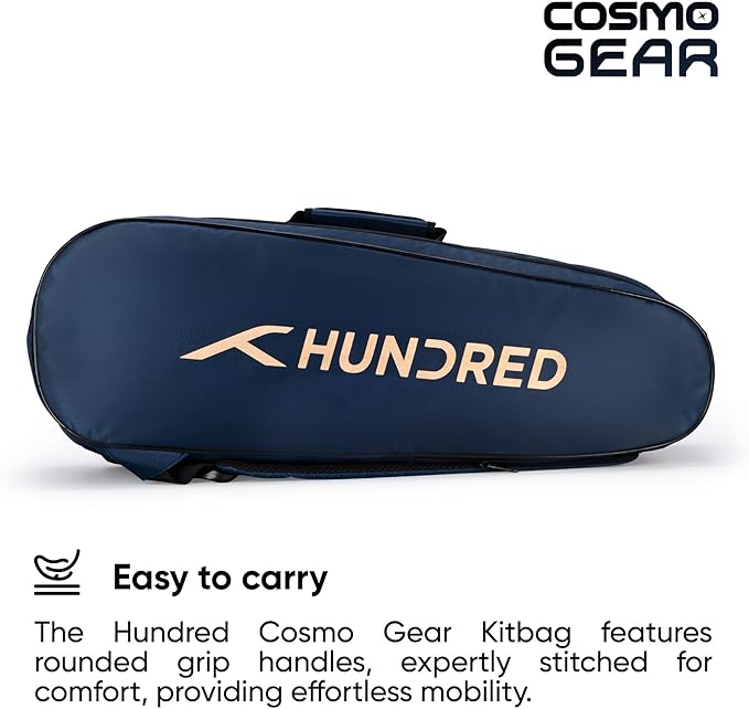 HUNDRED Cosmogear Badminton Kit-Bag | Double Zipper | Bag with Front Zipper Pocket | Material: Polyester| Padded Back Straps | Easy-Carry Handle | For Unisex Adult