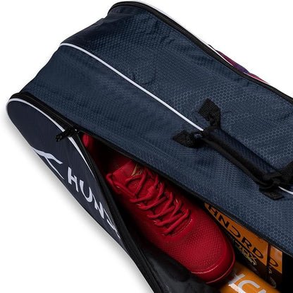 HUNDRED Ideal Badminton and Tennis Racquet Kit Bag | Material: Polyester | Double Compartment with Side Pouch | Easy-Carry Handle | Padded Back Straps | Front Zipper Pocket