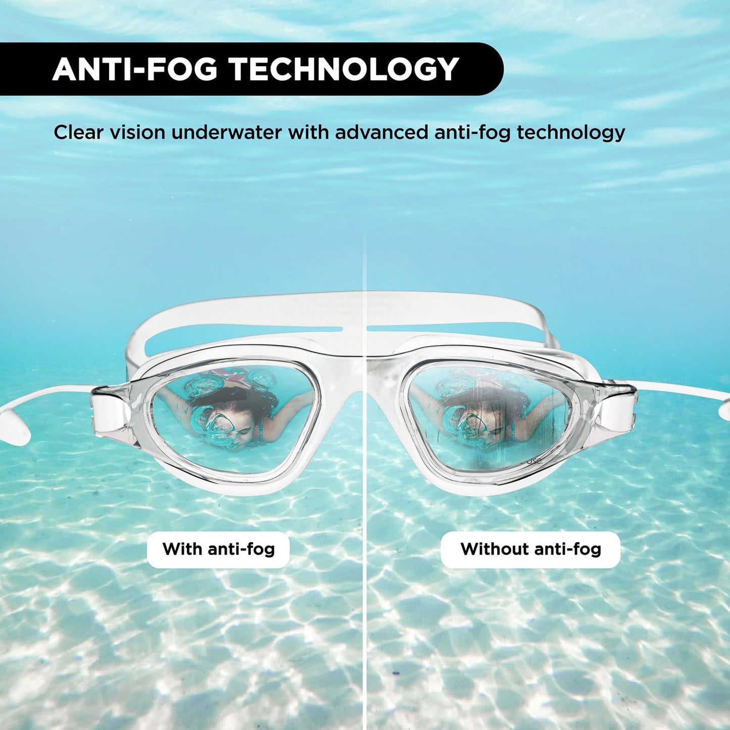 Endless EL1002 Stylish Swimming Goggle with Anti-Fog and UV Protection | Material: Silicon, Plastic | With Adjustable Strap and Ear Buds | Soft Silicon Gasket for Leak Proof | With Hard Case