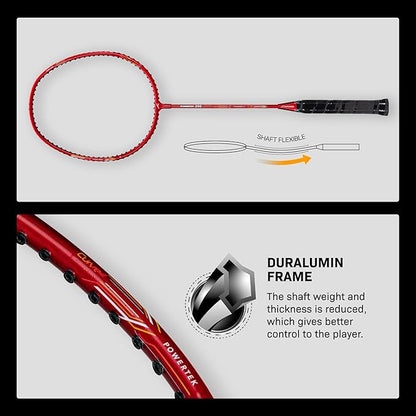 HUNDRED Powertek 200 PRO Badminton Racquet with Head Cover | Strung | Material: Aluminium | for Intermediate Players | 95 Grams | Maximum String Tension: 18-20lbs