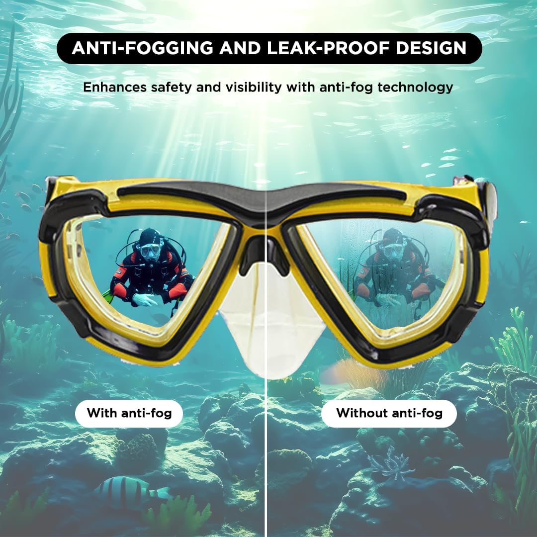 ENDLESS EL1015 Snorkel Mask with Dry Top Breathing System | Material: Silicon, Plastic | with Anti-Fog and UV Protection | Diving Mask with Waterproof Equipment for Adults and Children