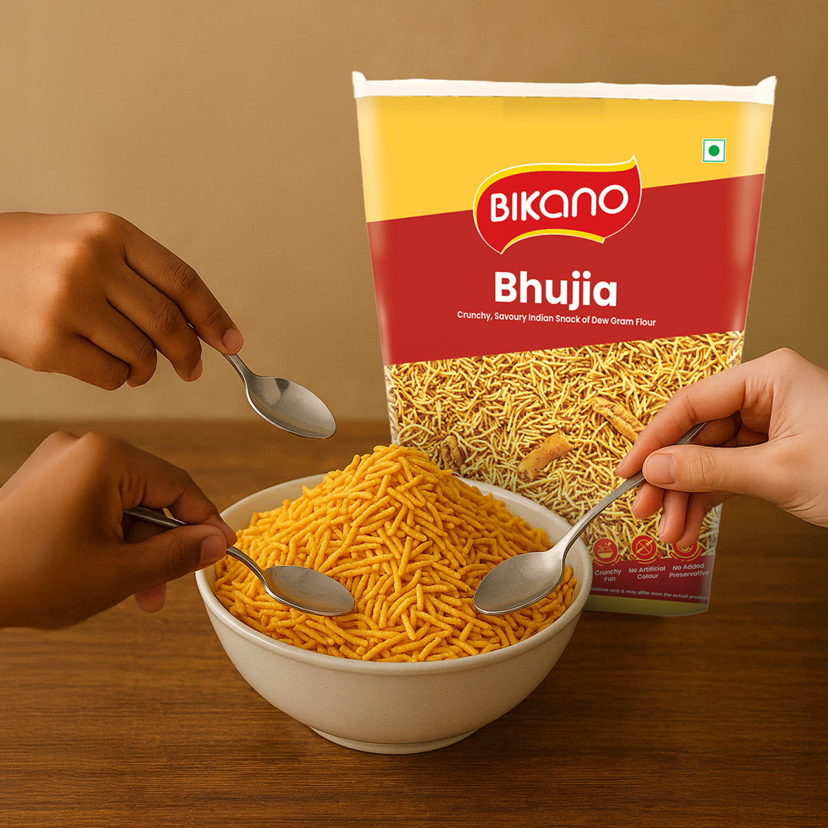 Bikano Bhujia Spicy & Crispy Namkeen | Made with Husked Dew Moth Bean Flour & Chickpea Flour | Authentic Indian Snack with Traditional Spices – 1kg