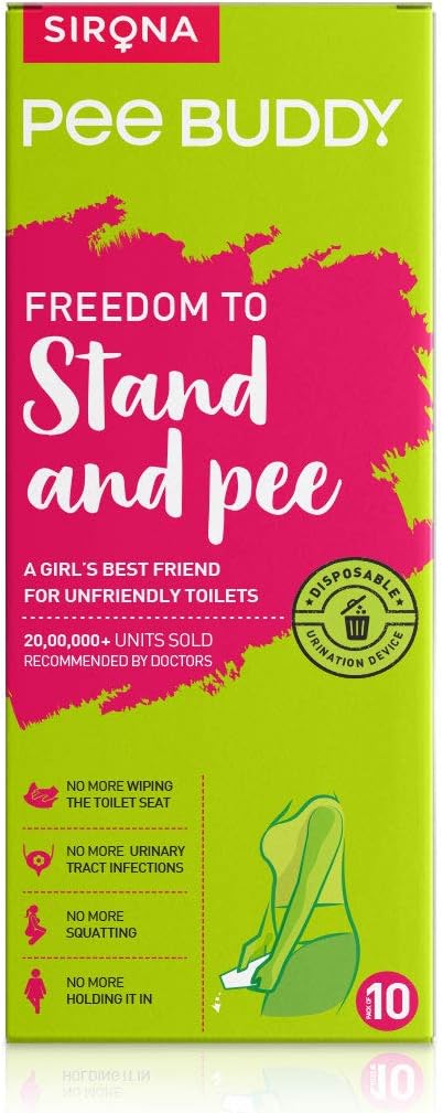 Sirona PeeBuddy Portable Female Urination Device | Disposable Female Urinal Funnel | Foldable, Waterproof & Hygienic | Ideal for Travel, Camping, Hiking, Road Trips & Public Restrooms