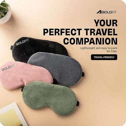 Boldfit Eye Mask for Sleeping with Adjustable Strap Super Soft Sleeping Mask Blind Fold for Comfortable Sleep Travelling Sleep Mask Pad for Girls - Black, Silk