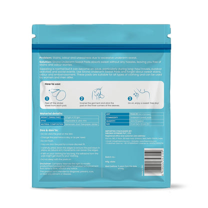 Sirona Disposable Underarm Sweat Pads | Self-Adhesive, High Absorbency Sweat Shields | Invisible Underarm Pads for Men & Women | Odor & Sweat Protection