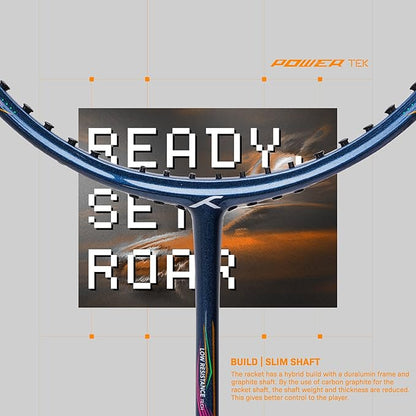 HUNDRED Powertek 1000 PRO Graphite Strung Badminton Racket with Full Racket Cover | for Intermediate Players | 95 Grams | Maximum String Tension - 26lbs