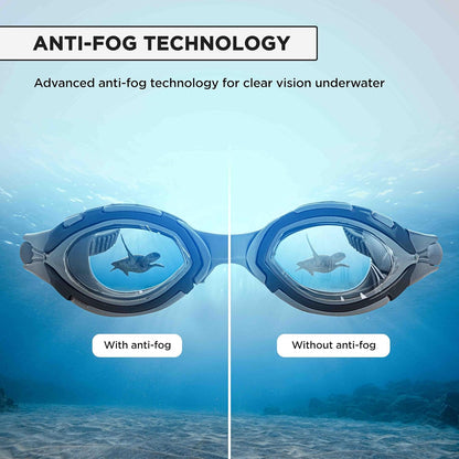 Endless EL1001 Swimming Goggle with Anti-Fog and UV Protection | Attached Ear Buds and Adjustable Strap | Soft Silicone Gasket for Leak Proof | With Hard Case | Size: Free Size | Material : Silicon, Rubber