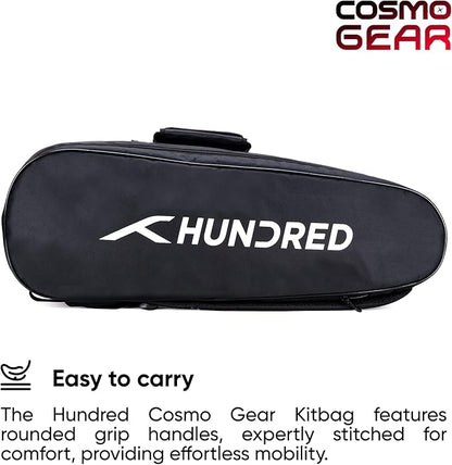 HUNDRED Cosmogear Badminton Kit-Bag | Double Zipper | Bag with Front Zipper Pocket | Material: Polyester| Padded Back Straps | Easy-Carry Handle | For Unisex Adult