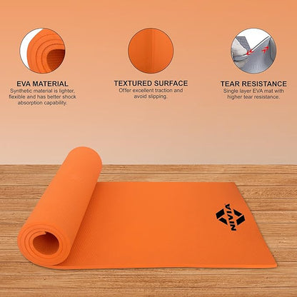 Nivia Ethylene Vinyl Acetate Anti-Skid Yoga Mat | Comfortable and From Cushioning | Eco friendly | Use for Yoga & Exercise | Non-Slip Surface