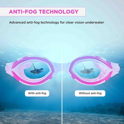 Endless EL1001 Swimming Goggle with Anti-Fog and UV Protection | Attached Ear Buds and Adjustable Strap | Soft Silicone Gasket for Leak Proof | With Hard Case | Size: Free Size | Material : Silicon, Rubber