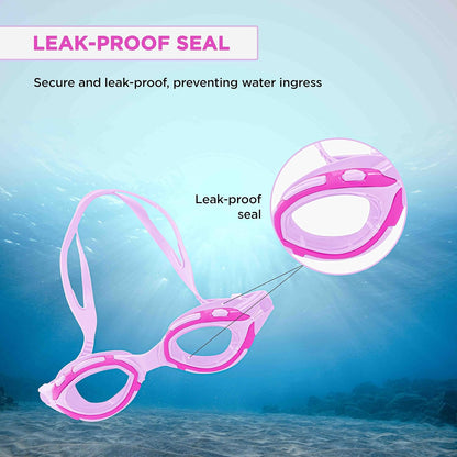 Endless EL1001 Swimming Goggle with Anti-Fog and UV Protection | Attached Ear Buds and Adjustable Strap | Soft Silicone Gasket for Leak Proof | With Hard Case | Size: Free Size | Material : Silicon, Rubber