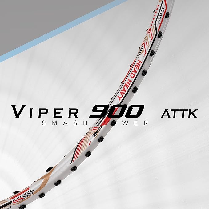 HUNDRED Viper 900 Badminton Racquet with Full Cover | Material: Carbon Fibre | Strung | For Intermediate Players | 79 grams | Balance Point: 298 mm | Maximum String Tension:32lbs