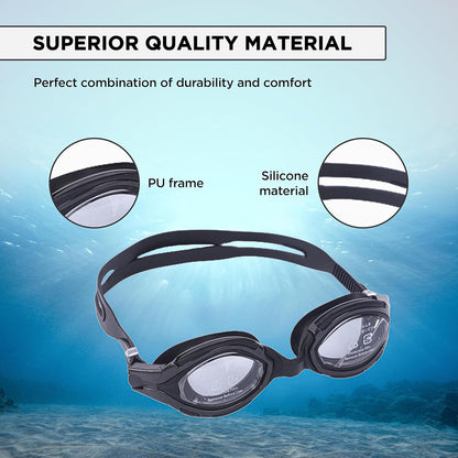 Endless EL1001 Swimming Goggle with Anti-Fog and UV Protection | Attached Ear Buds and Adjustable Strap | Soft Silicone Gasket for Leak Proof | With Hard Case | Size: Free Size | Material : Silicon, Rubber