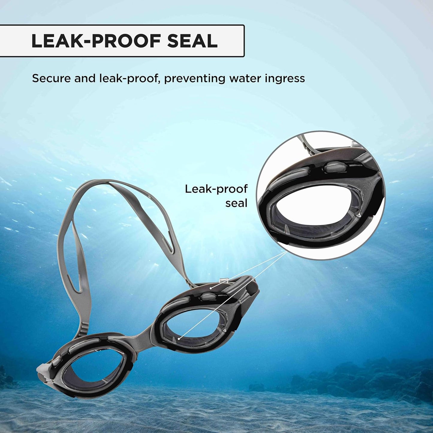 Endless EL1001 Swimming Goggle with Anti-Fog and UV Protection | Attached Ear Buds and Adjustable Strap | Soft Silicone Gasket for Leak Proof | With Hard Case | Size: Free Size | Material : Silicon, Rubber