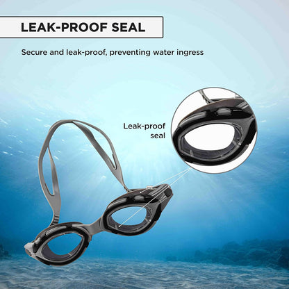 Endless EL1001 Swimming Goggle with Anti-Fog and UV Protection | Attached Ear Buds and Adjustable Strap | Soft Silicone Gasket for Leak Proof | With Hard Case | Size: Free Size | Material : Silicon, Rubber