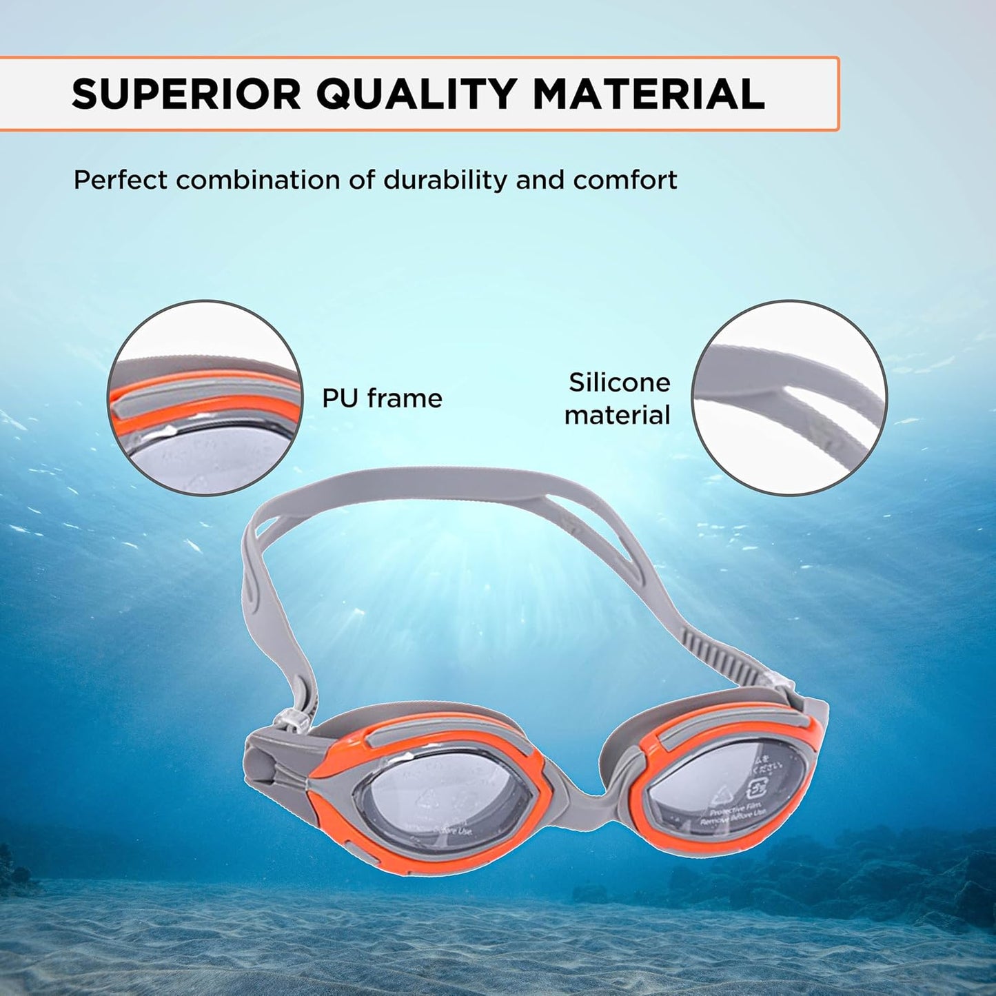 Endless EL1001 Swimming Goggle with Anti-Fog and UV Protection | Attached Ear Buds and Adjustable Strap | Soft Silicone Gasket for Leak Proof | With Hard Case | Size: Free Size | Material : Silicon, Rubber