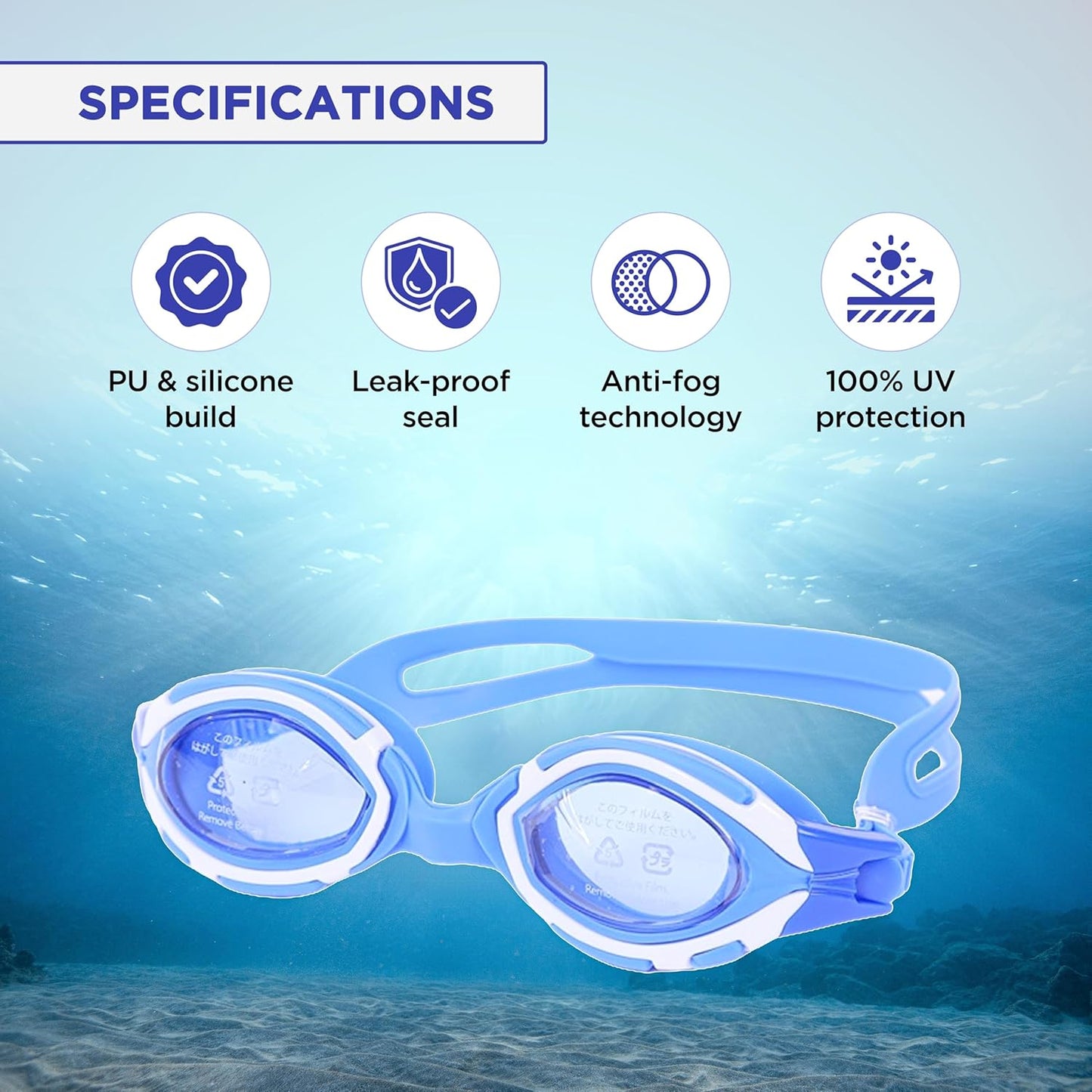 Endless EL1001 Swimming Goggle with Anti-Fog and UV Protection | Attached Ear Buds and Adjustable Strap | Soft Silicone Gasket for Leak Proof | With Hard Case | Size: Free Size | Material : Silicon, Rubber