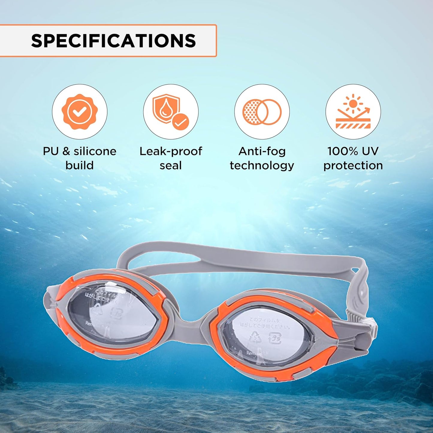Endless EL1001 Swimming Goggle with Anti-Fog and UV Protection | Attached Ear Buds and Adjustable Strap | Soft Silicone Gasket for Leak Proof | With Hard Case | Size: Free Size | Material : Silicon, Rubber