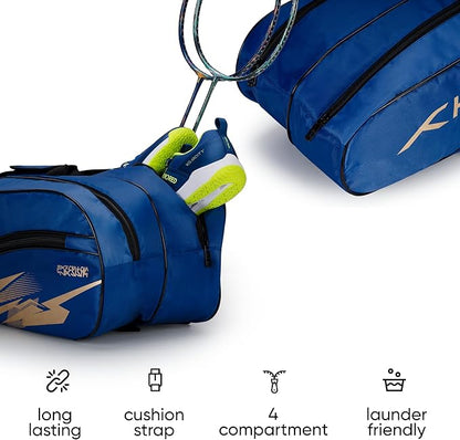 HUNDRED Cosmogear Badminton Kit-Bag | Double Zipper | Bag with Front Zipper Pocket | Material: Polyester| Padded Back Straps | Easy-Carry Handle | For Unisex Adult