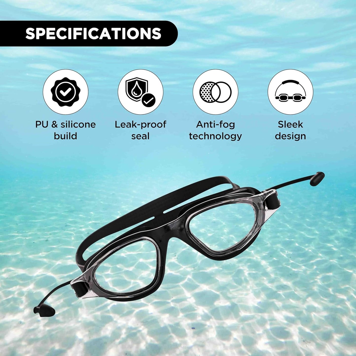 Endless EL1002 Stylish Swimming Goggle with Anti-Fog and UV Protection | Material: Silicon, Plastic | With Adjustable Strap and Ear Buds | Soft Silicon Gasket for Leak Proof | With Hard Case