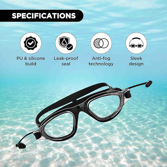 ENDLESS EL1002 Stylish Swimming Goggle with Anti-Fog and UV Protection | Material: Silicon, Plastic | With Adjustable Strap and Ear Buds | Soft Silicon Gasket for Leak Proof | With Hard Case