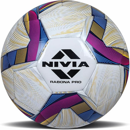 Nivia Rabona Pro Football | Color: Multicolor | Size: 5 | Material: Polyester | Machine Stitched | 32 Panel | Hobby Playing Ball | Soccer Ball