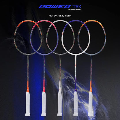 HUNDRED Powertek 1000 PRO Graphite Strung Badminton Racket with Full Racket Cover | for Intermediate Players | 95 Grams | Maximum String Tension - 26lbs